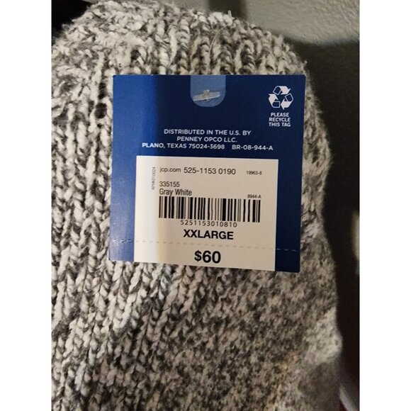 Arizona Jean Co. Gray & White Knit Oversized Sweater XXL New - Picture 2 of 8